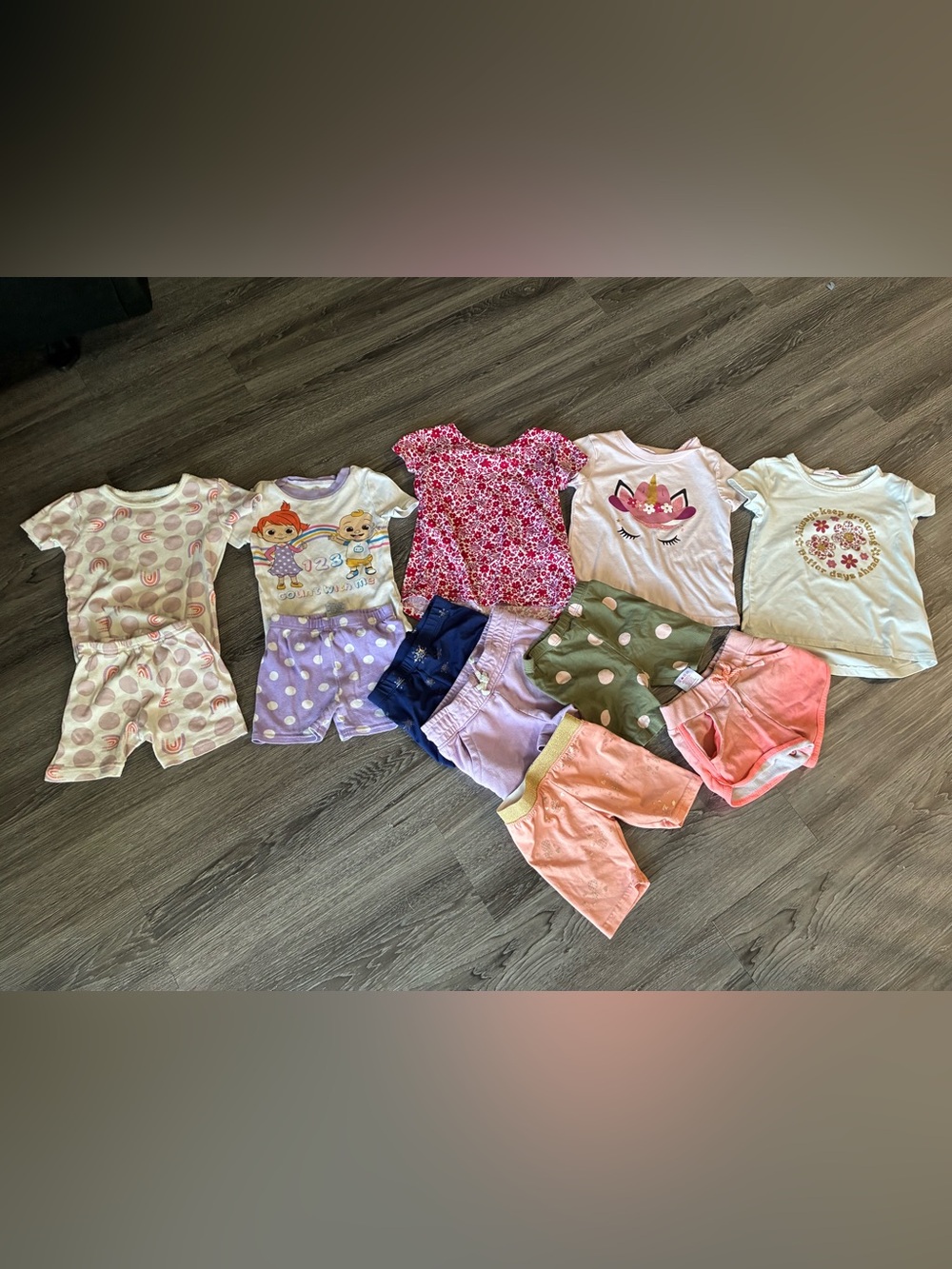 Carter's Toddler Girls Mixed Pink White Purple Floral Tops & Shorts Set